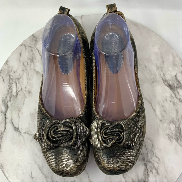 Earthies Rubio Metallic Bow Hidden Wedge Comfort Shoes 9.5 Edgy Artsy Balletcore - Picture 6 of 16